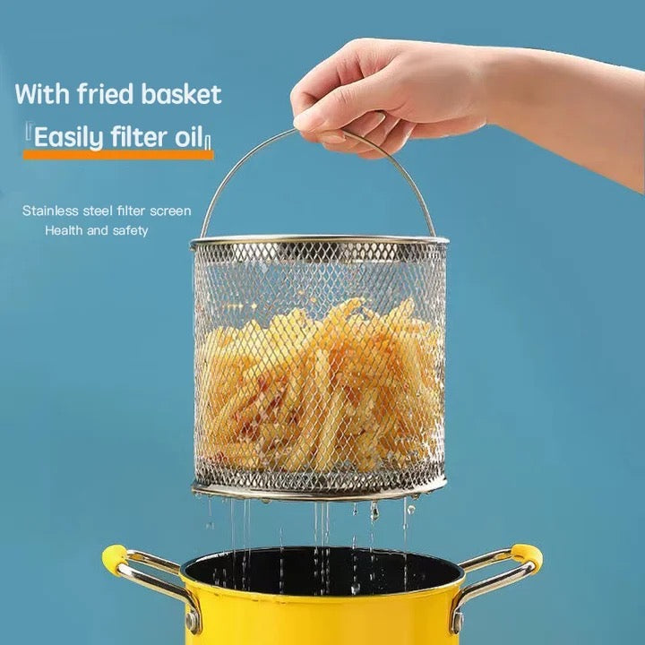 Mini Deep Frying Strainer Pot, Multifunctional Household Deep Frying Pan, Non Stick Mini Small Oil Frying Pot Mini Deep Frying Strainer Pot, Multifunctional Household Deep Frying Pan, Non Stick Mini Small Oil Frying Pot